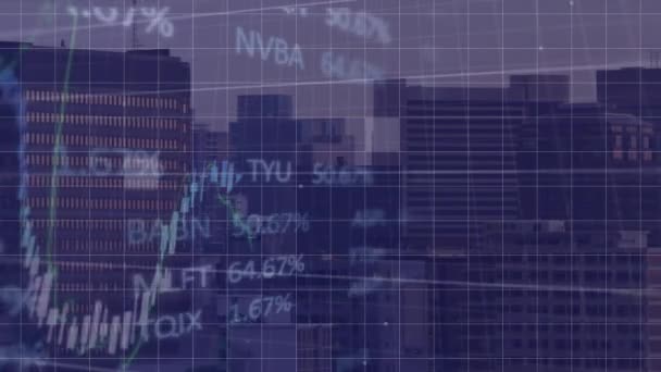 Digital Video Representing Stock Market Financial Data City Background Digitally — Vídeos de Stock