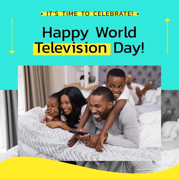 Composition World Television Day Text African American Man Remote Control — 스톡 사진