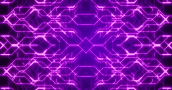 Image Neon Integrated Circuit Purple Background Electronics Signal Data Processing — Fotografia de Stock