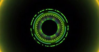 Animation of processing circle over black screen with pulsating circles. Digital screen, interface and technology concept digitally generated video.