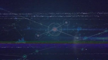 Veri işleme üzerine simgelerle bağlantı ağının animasyonu. küresel iş ve dijital arayüz kavramı dijital olarak oluşturulmuş video.