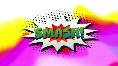 Animation of 5 comic option texts on different backgrounds. social media, comic and communication concept digitally generated video.