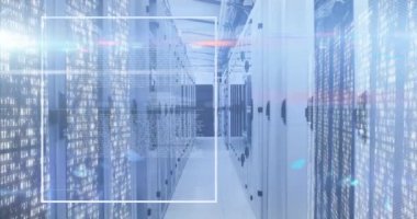 Animation of data processing over computer servers. Global computing, connections, data processing and digital interface concept digitally generated video.