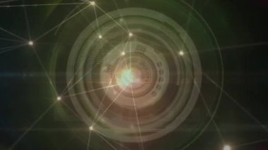 Animation of light spots over scope scanning. Global business and digital interface concept digitally generated video.