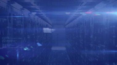 Animation of data processing over computer servers. Global computing and data processing concept digitally generated video.