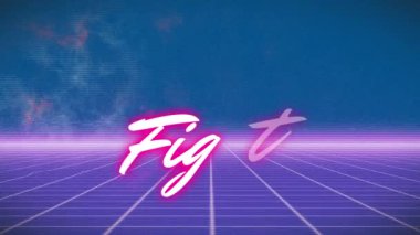Animation of fight in blue and violet space. video games, communication and entertainment concept digitally generated video.