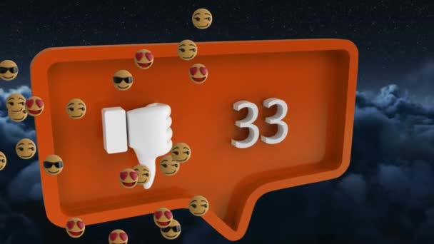 Animation Emoticons Moving Dislike Social Media Reaction Clouds Social Media — Vídeo de Stock