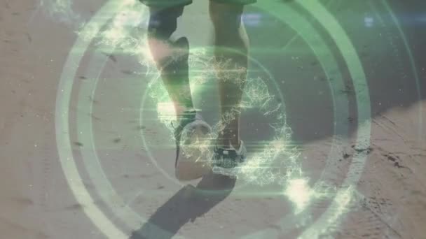 Animation Screen Scientific Data Dna Legs Caucasian Man Running Sport — Vídeo de stock