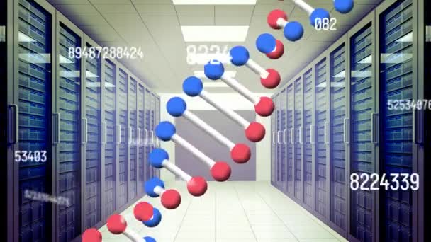 Animation Numbers Processing Dna Strand Spinning Servers Global Research Science — Video
