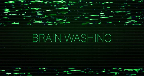 Image Interference Brain Washing Text Black Background Global Technology Digital — Stockfoto