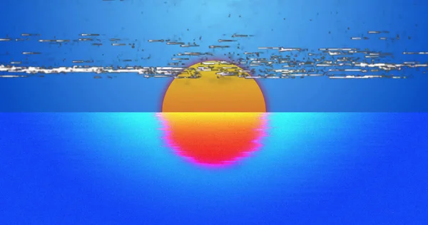 Зображення Перешкод Сонця Над Водою Синьому Фоні Абстрактний Фон Колір — стокове фото