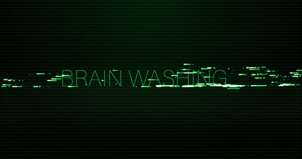 Image Interference Brain Washing Text Black Background Global Technology Digital — 图库照片