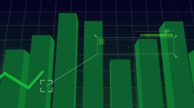 Digital unique video of green line and bar graphs representing business growth. Motion graphics, business strategy, data, infographic.