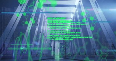 Animation of data processing over computer servers. Global computing and data processing concept digitally generated video.