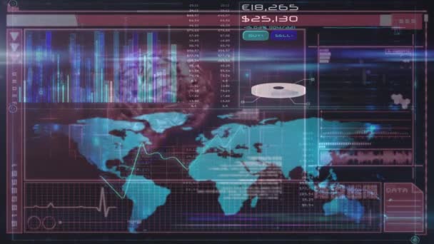 Animation Statistics Data Processing World Map Global Finance Computing Networking — 비디오