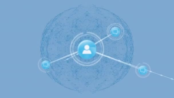 Анимация Сети Соединений Иконками Белом Фоне Концепция Глобальных Соединений Вычислительных — стоковое видео