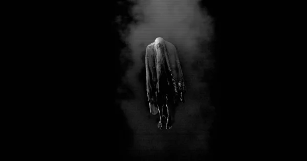 Image Moving Ghost Smoke Black Background Halloween Ghosts Concept Digitally — Fotografia de Stock