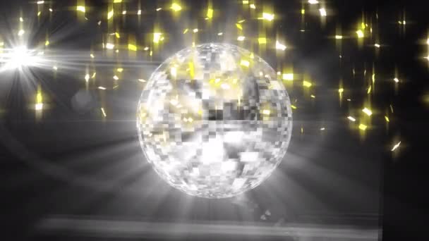 Animation Stars Disco Ball Rotating Black Background Lights Party Disco — Stock video