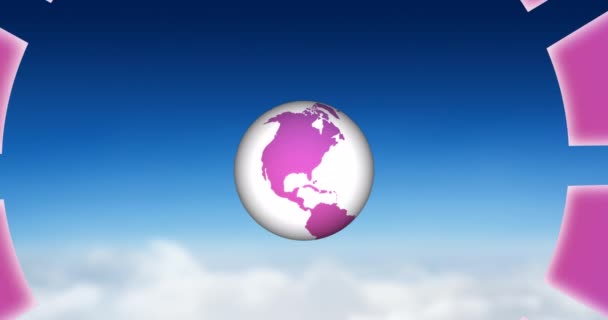 Animation Travel Icons Globe Sky Background Global Travel Technology Digital — 图库视频影像