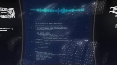 Animation of data processing over 6g text. Global business and digital interface concept digitally generated video.