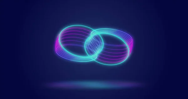 Image Neon Circles Moving Navy Background Shape Colour Movement Concept — Stockfoto