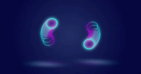 Image Neon Circles Moving Navy Background Shape Colour Movement Concept — 스톡 사진