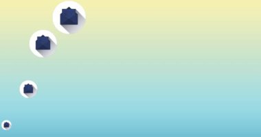 Animation of envelopes over blue background. Social media and digital interface concept digitally generated video.