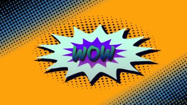 Animation of 5 comic option texts on different backgrounds. social media, comic and communication concept digitally generated video.