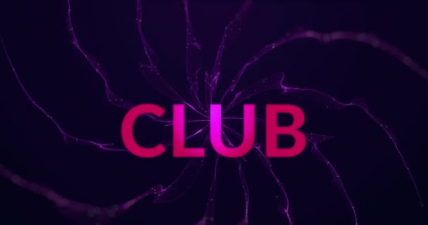 Animation Club Text Black Background Purple Smoke Music Party Clubbing — Vídeo de Stock