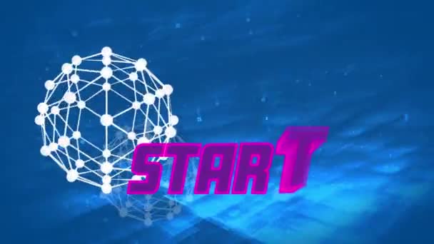 Animation Start Sphere Made Connections Blue Background Video Games Communication — Stok Video