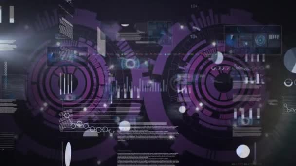 Animation Data Graphs Processing Purple Huds Digital Interface Digital Composite — Stockvideo