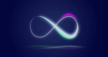 Image of infinity symbol over navy background. Shape, colour and movement concept digitally generated image.