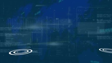Veri işleme üzerinden bağlantı ağının animasyonu. küresel iş ve dijital arayüz kavramı dijital olarak oluşturulmuş video.