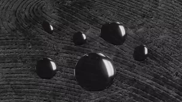 Animation Water Drops Changing Wood Grain Pattern Black White Nature — Wideo stockowe
