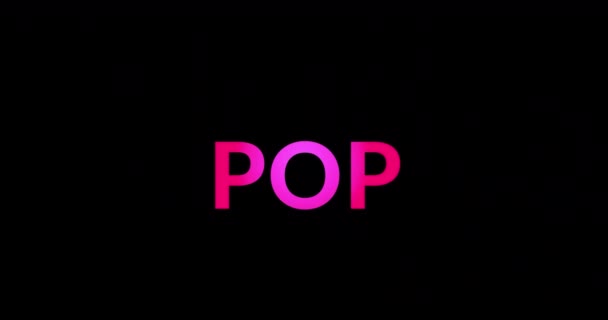 Animation Pop Text Black Background Music Party Clubbing Disco Concept — Stok Video