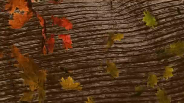 Animation Brown Autumn Leaves Blowing Changing Wood Grain Patterns Nature — Stockvideo