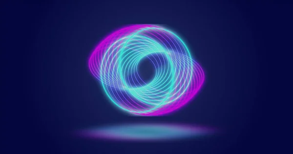 Image Neon Circles Moving Navy Background Shape Colour Movement Concept — Fotografia de Stock