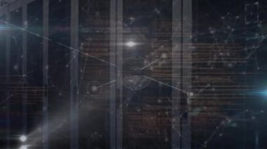 Animation of connections and data processing over computer servers. Global networks, computing, data processing and digital interface concept digitally generated video.