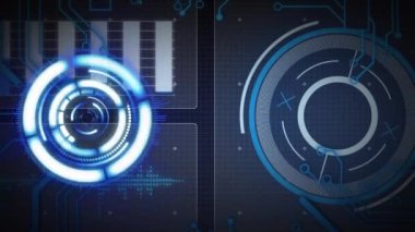 Animation of scope scanning and data processing on screens. Global data processing, digital interface and connections concept digitally generated video.