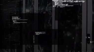 Animation of data processing and connections over servers. Computers, network, data processing and technology concept digitally generated video.