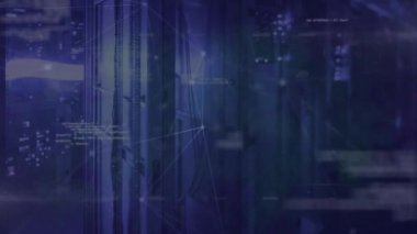 Animation of network of connections and data over servers. Global network, connections and technology concept digitally generated video.