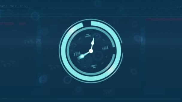 Animation Clock Moving Data Processing Global Business Digital Interface Concept — Wideo stockowe