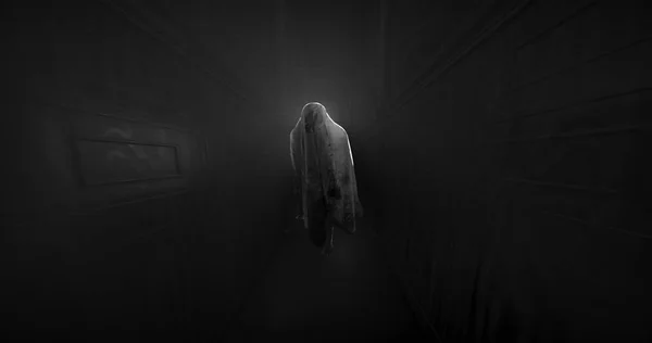 Image Moving Ghost Buildings Black Background Halloween Ghosts Concept Digitally — Zdjęcie stockowe