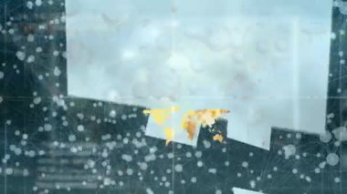 Animation of world map over cloud icon and network of connections. global business, computing and digital interface concept digitally generated video.