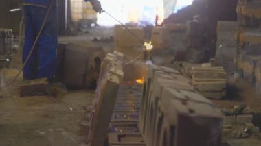 Animation of flames and shapes over factory. Business, factory and industry concept digitally generated video.