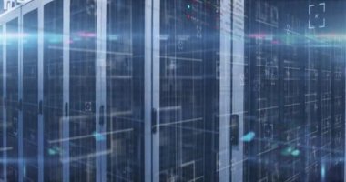 Animation of data processing over computer servers. Global computing, technology, data processing and networks concept digitally generated video.