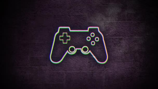 Animation Video Game Controller Illustration Abstract Black Background Copy Space — Vídeo de Stock