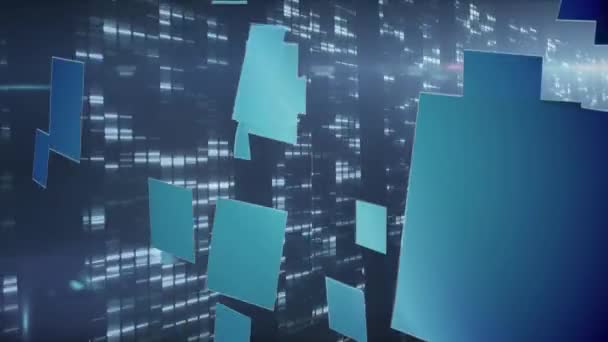 Animation Blue Squares Making Cloud Lights Servers Digital Interface Cloud — Stockvideo
