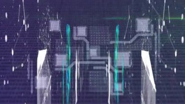 Animation of data processing and networks of connections. Global data processing and digital interface concept digitally generated video.