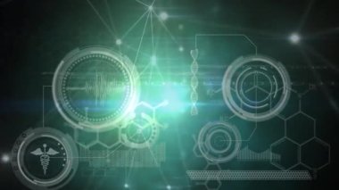 Animation of network of connections over data processing on black background. global technology, data processing and connections concept digitally generated video.